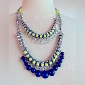 LOFT Blue Yellow Beads and Clear Crystals